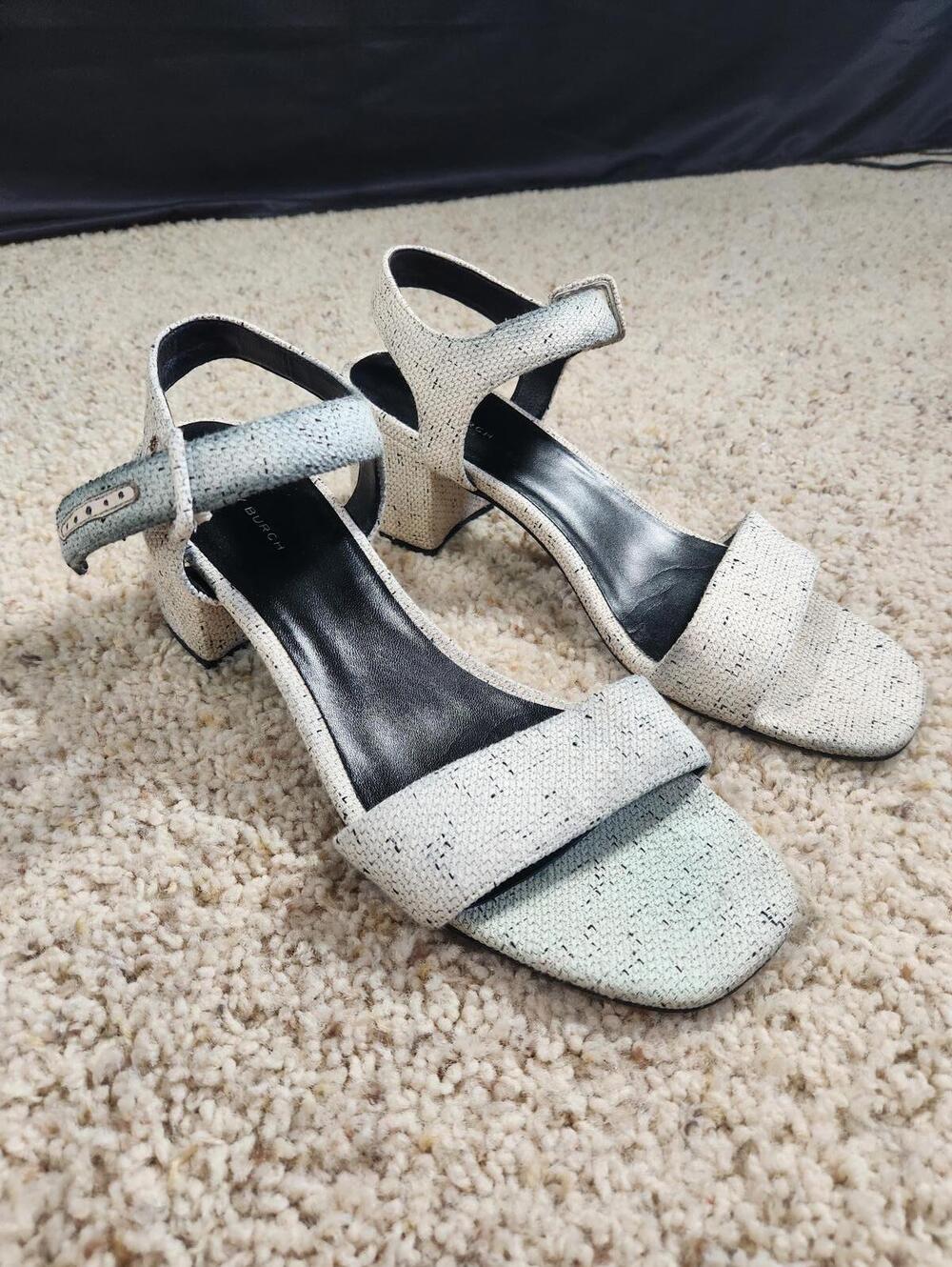 NEW Tory Burch Gigi Block Heel Tweed Sandal Size 10